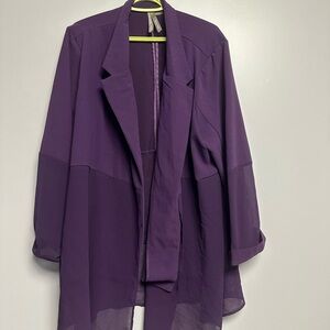 Penningtons plus size 4x Purple Blazer Relaxed Fit Mid-Thigh Length